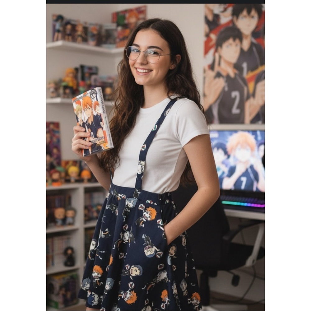 HOT TOPIC Haikyu!! Chibi Characters Suspender Skirt‎
